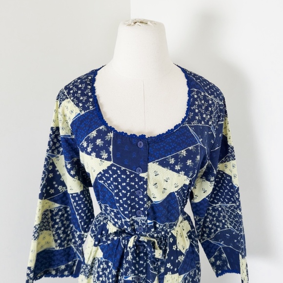 April Cornell Patchwork Midi Dress Cardigan Set 3/4 Sleeve Button Down Long - Picture 8 of 16